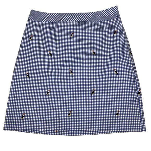 Talbots Women's Blue Gingham Toucan skirt size 4P NEW - Picture 1 of 5